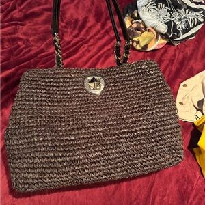 Kate Spade Espresso Woven Shoulder Bag - size 16x10x6 strap another 9 inches new